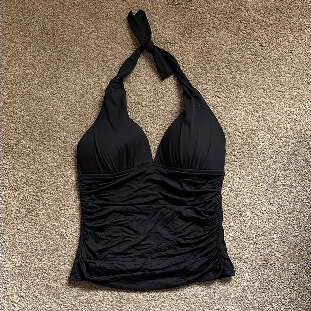 La Blanca black halter tankini, size 8